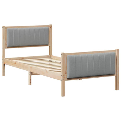 vidaXL Bed frame Brown and light grey 90 x 200 cm Solid pine wood