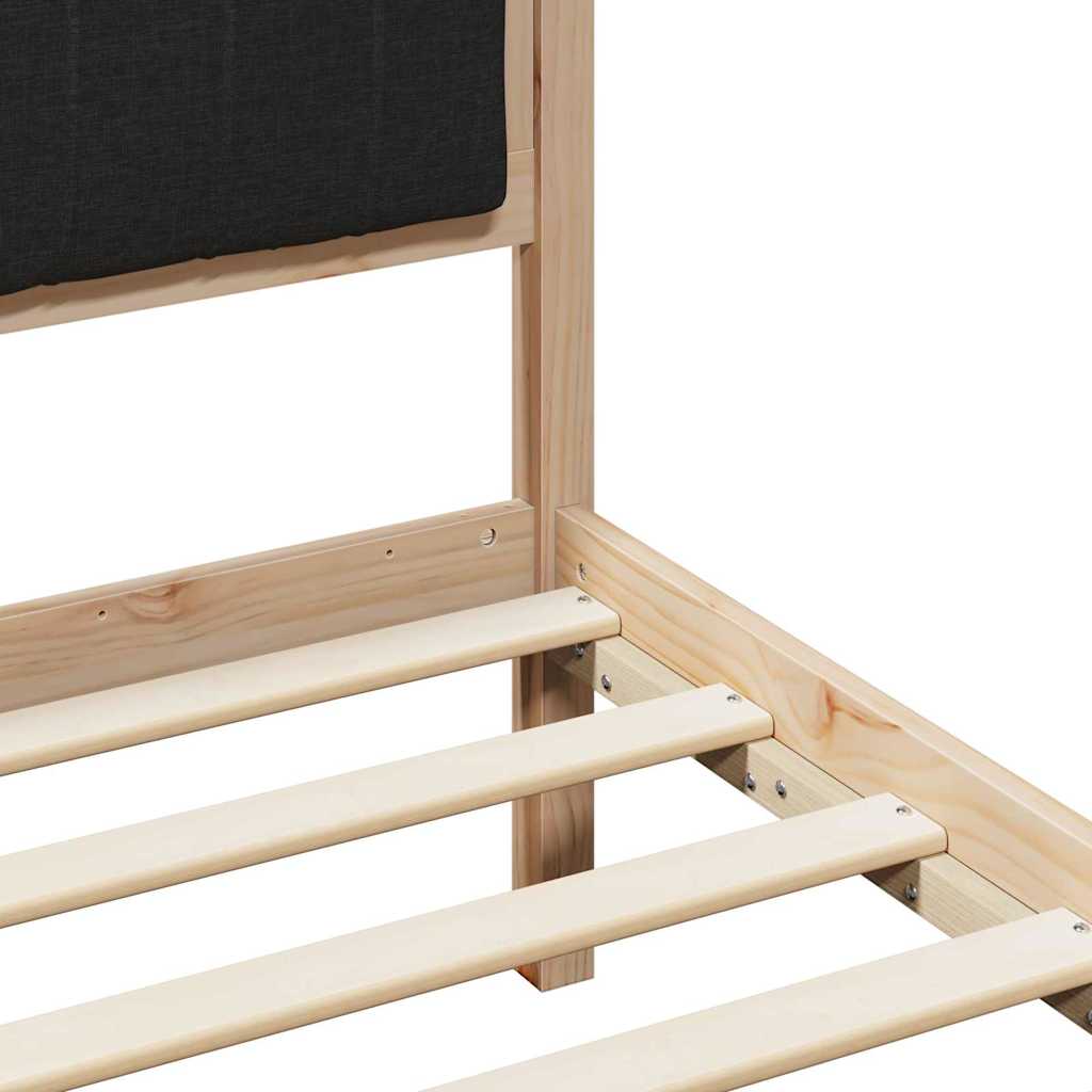 vidaXL Bed frame Brown and black 90 x 200 cm Solid pine wood