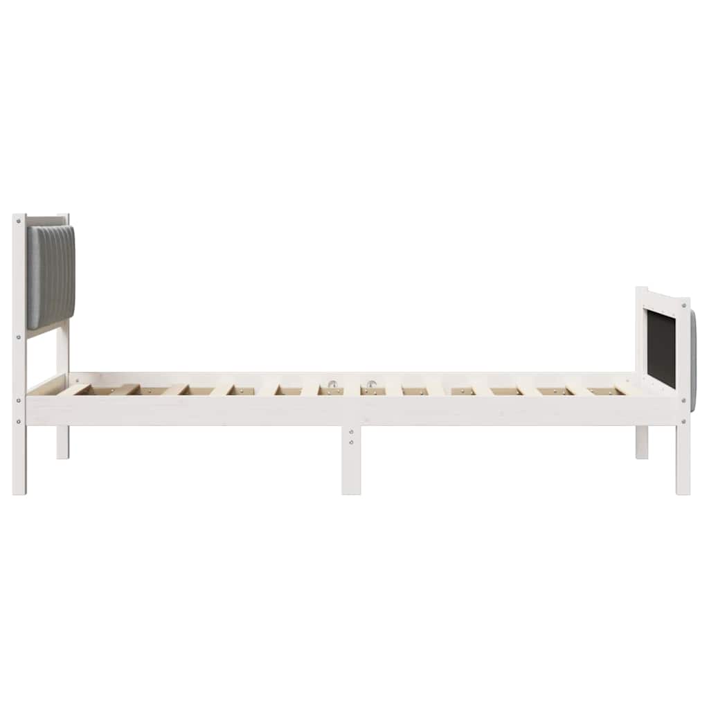 vidaXL Bed frame White and light grey 90 x 200 cm Solid pine wood