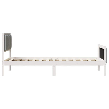 vidaXL Bed frame White and light grey 90 x 200 cm Solid pine wood