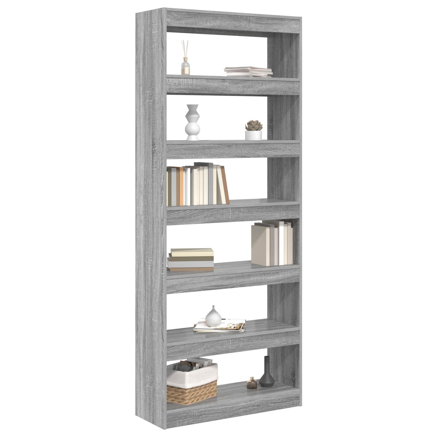 vidaXL Book Cabinet 6-Tier 80 x 30 x 198 cm Engineered Wood