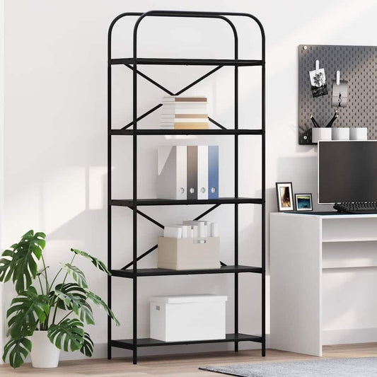 vidaXL Bookshelf 5-Tier 80 x 30 x 183 cm Engineered wood Black Oak