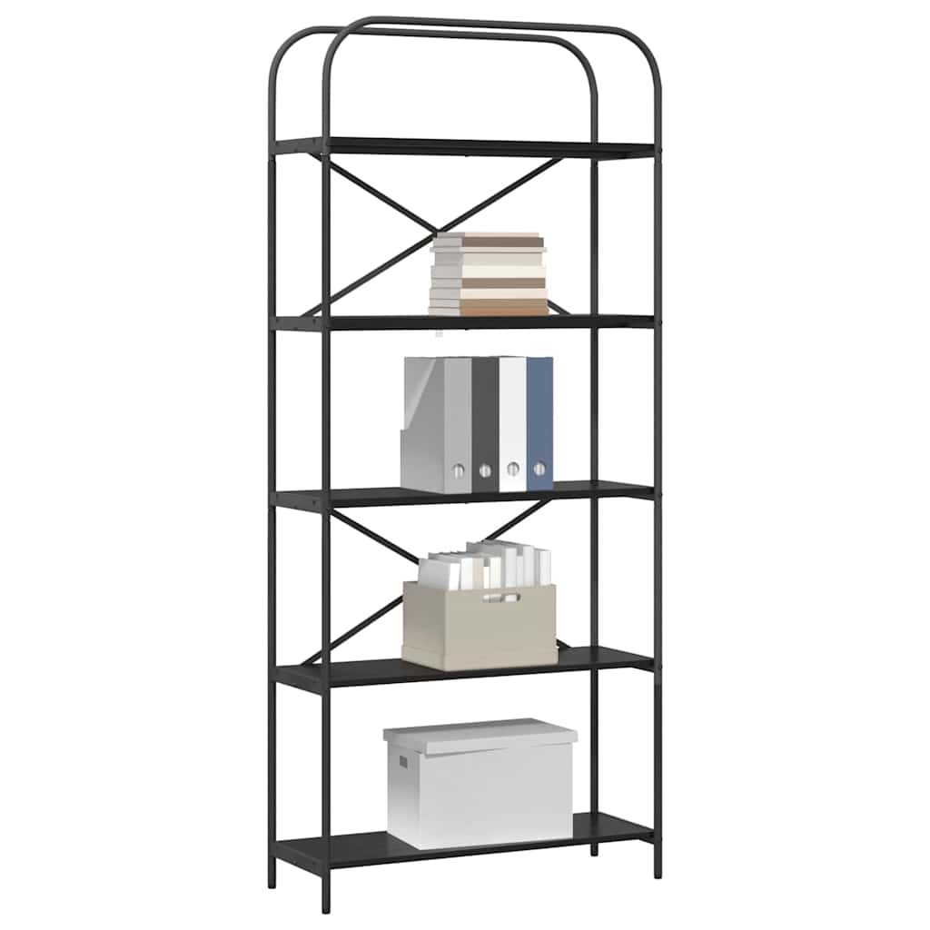 vidaXL Bookshelf 5-Tier 80 x 30 x 183 cm Engineered wood Black Oak