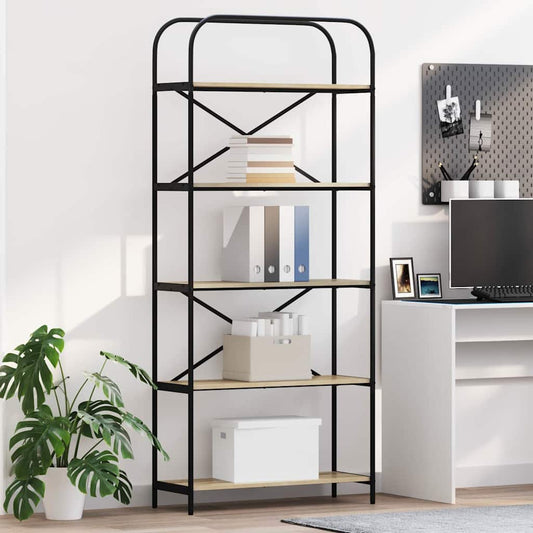 vidaXL Bookshelf 5-Tier 80 x 30 x 183 cm Engineered wood Sonoma Oak