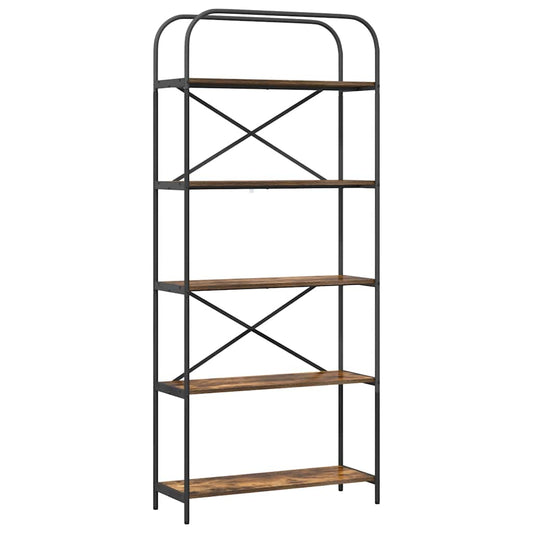 vidaXL Bookshelf 5-Tier 80 x 30 x 183 cm Engineered wood Smoked Oak