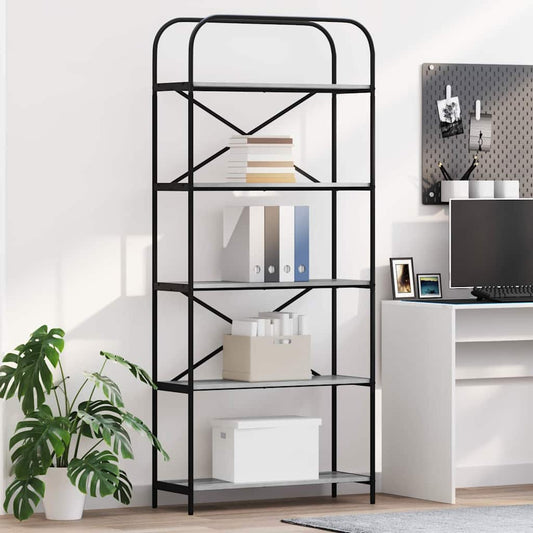 vidaXL Bookshelf 5-Tier 80 x 30 x 183 cm Engineered wood Grey Sonoma