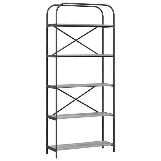 vidaXL Bookshelf 5-Tier 80 x 30 x 183 cm Engineered wood Grey Sonoma