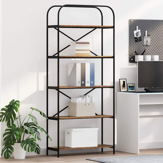 vidaXL Bookshelf 5-Tier 80 x 30 x 183 cm Engineered wood Old Wood