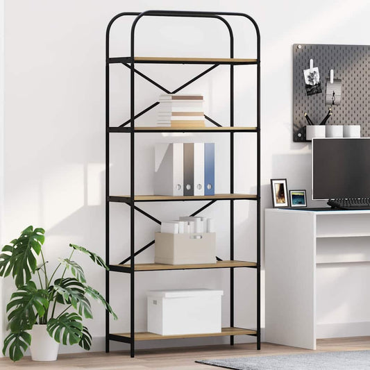 vidaXL Bookshelf 5-Tier 80 x 30 x 183 cm Engineered wood Artisan Oak