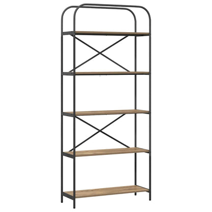 vidaXL Bookshelf 5-Tier 80 x 30 x 183 cm Engineered wood Artisan Oak