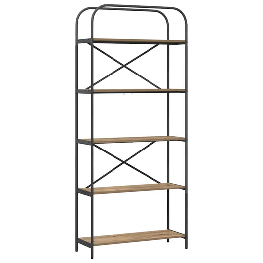 vidaXL Bookshelf 5-Tier 80 x 30 x 183 cm Engineered wood Artisan Oak