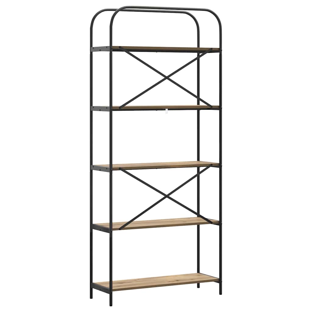 vidaXL Bookshelf 5-Tier 80 x 30 x 183 cm Engineered wood Artisan Oak