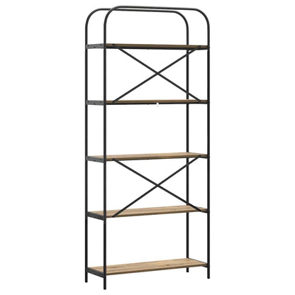 vidaXL Bookshelf 5-Tier 80 x 30 x 183 cm Engineered wood Artisan Oak