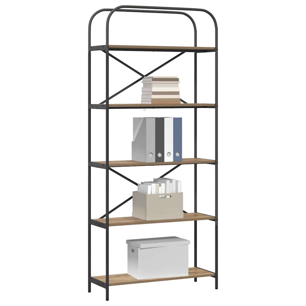 vidaXL Bookshelf 5-Tier 80 x 30 x 183 cm Engineered wood Artisan Oak