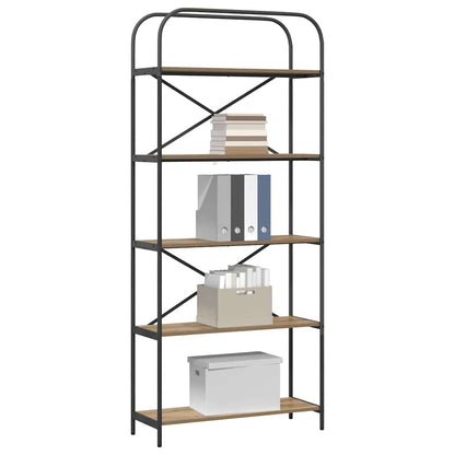 vidaXL Bookshelf 5-Tier 80 x 30 x 183 cm Engineered wood Artisan Oak