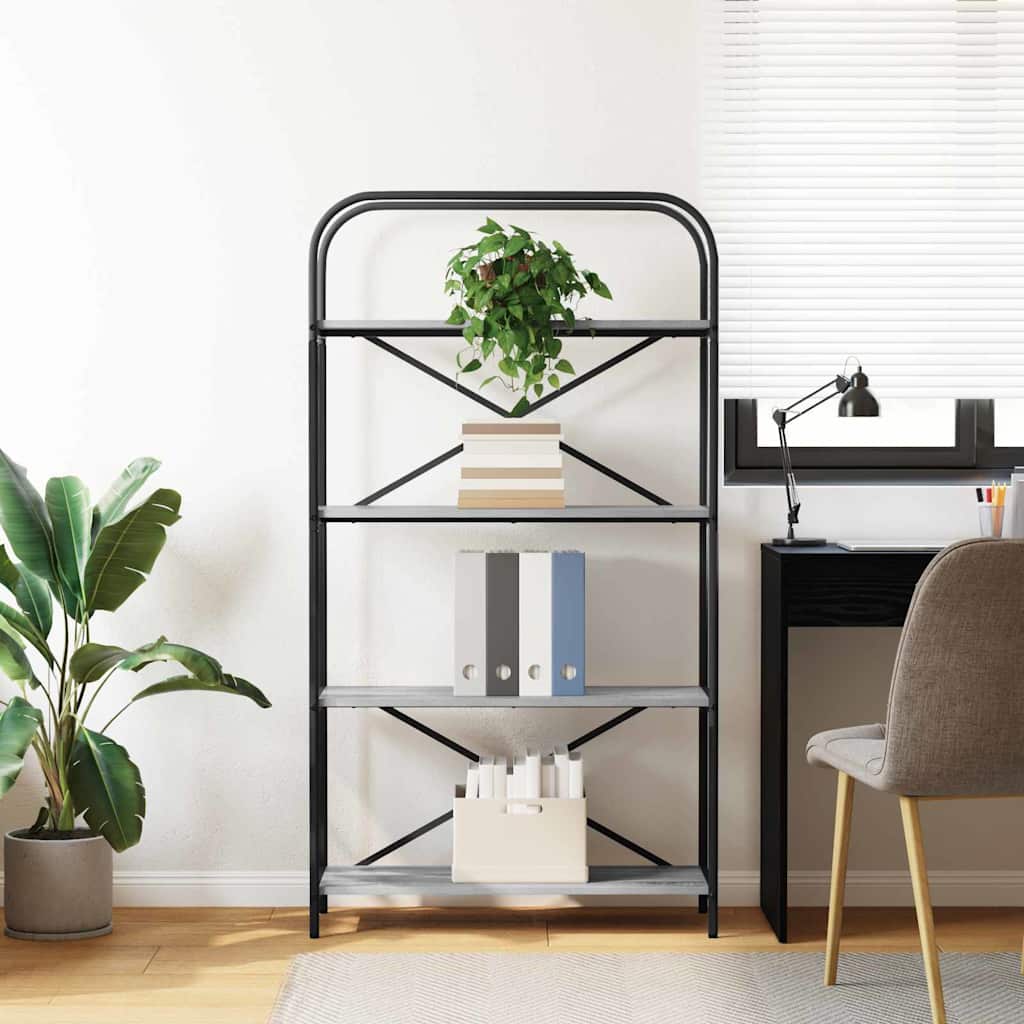 vidaXL Bookshelf 4-Tier 80 x 30 x 146 cm Engineered wood Grey Sonoma