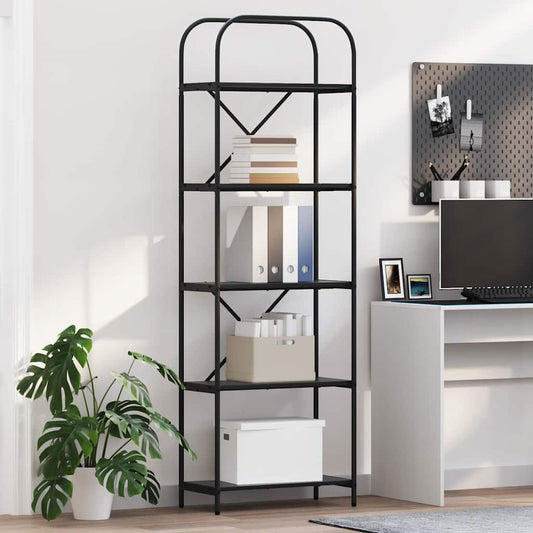 vidaXL Bookshelf 5-Tier 60 x 30 x 183 cm Engineered wood Black Oak