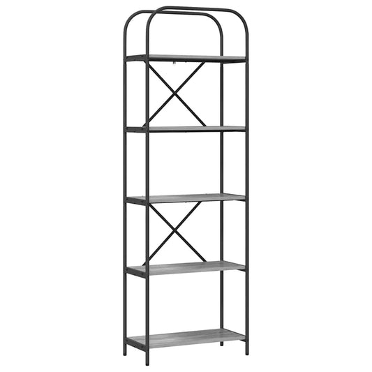 vidaXL Bookshelf 5-Tier 60 x 30 x 183 cm Engineered wood Grey Sonoma