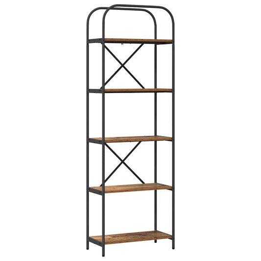 vidaXL Bookshelf 5-Tier 60 x 30 x 183 cm Engineered wood Old Wood