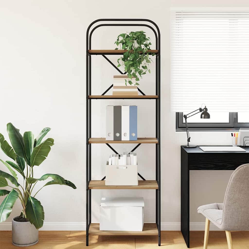 vidaXL Bookshelf 5-Tier 60 x 30 x 183 cm Engineered wood Artisan Oak