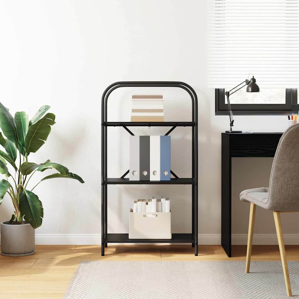vidaXL Bookshelf 3-Tier 60 x 30 x 109 cm Engineered wood Black Oak