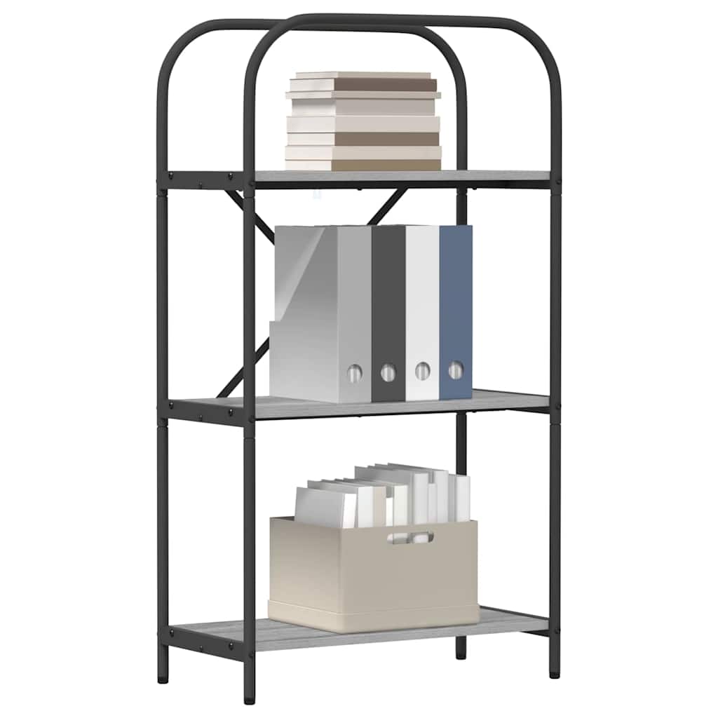 vidaXL Bookshelf 3-Tier 60 x 30 x 109 cm Engineered wood Grey Sonoma