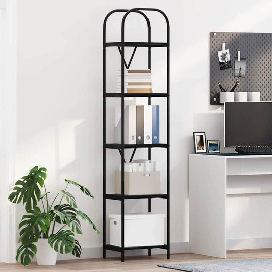 vidaXL Bookshelf 5-Tier 40 x 30 x 183 cm Engineered wood Black Oak