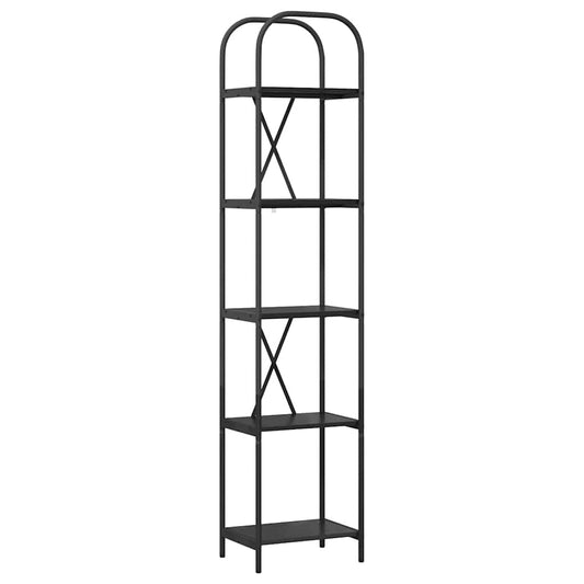 vidaXL Bookshelf 5-Tier 40 x 30 x 183 cm Engineered wood Black Oak