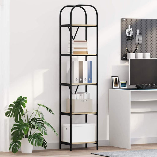 vidaXL Bookshelf 5-Tier 40 x 30 x 183 cm Engineered wood Sonoma Oak