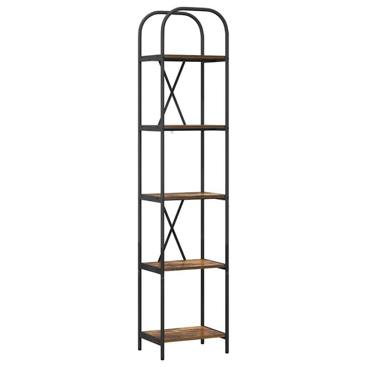 vidaXL Bookshelf 5-Tier 40 x 30 x 183 cm Engineered wood Smoked Oak