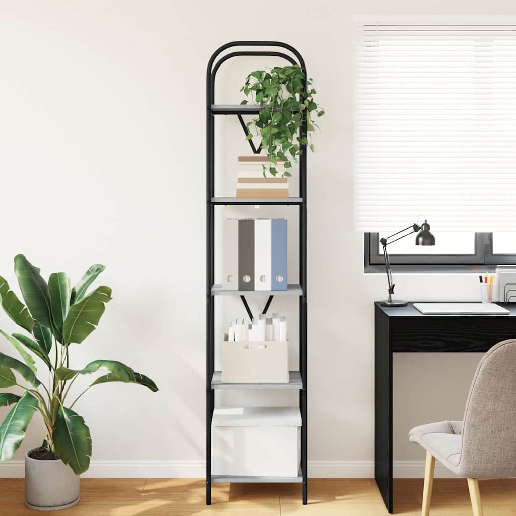 vidaXL Bookshelf 5-Tier 40 x 30 x 183 cm Engineered wood Grey Sonoma