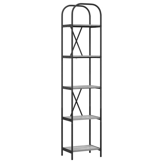 vidaXL Bookshelf 5-Tier 40 x 30 x 183 cm Engineered wood Grey Sonoma