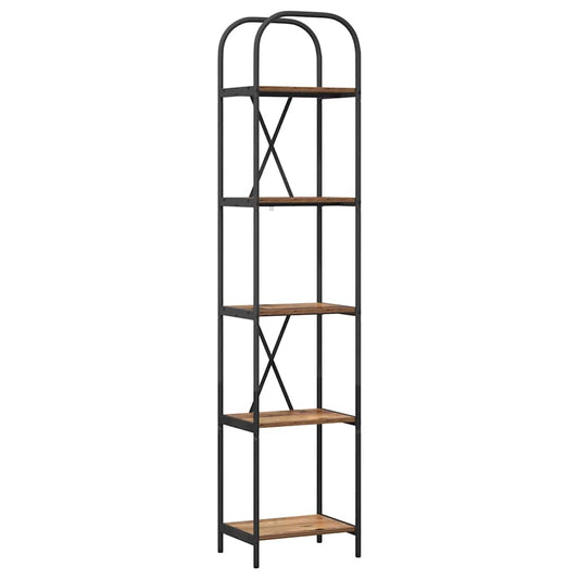 vidaXL Bookshelf 5-Tier 40 x 30 x 183 cm Engineered wood Old Wood