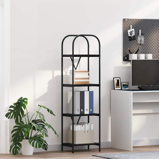 vidaXL Bookshelf 4-Tier 40 x 30 x 146 cm Engineered wood Black Oak