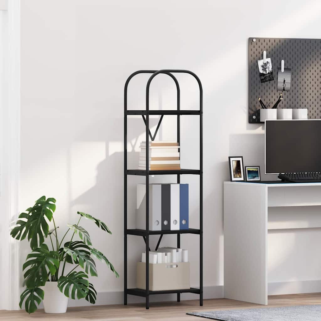 vidaXL Bookshelf 4-Tier 40 x 30 x 146 cm Engineered wood Black Oak
