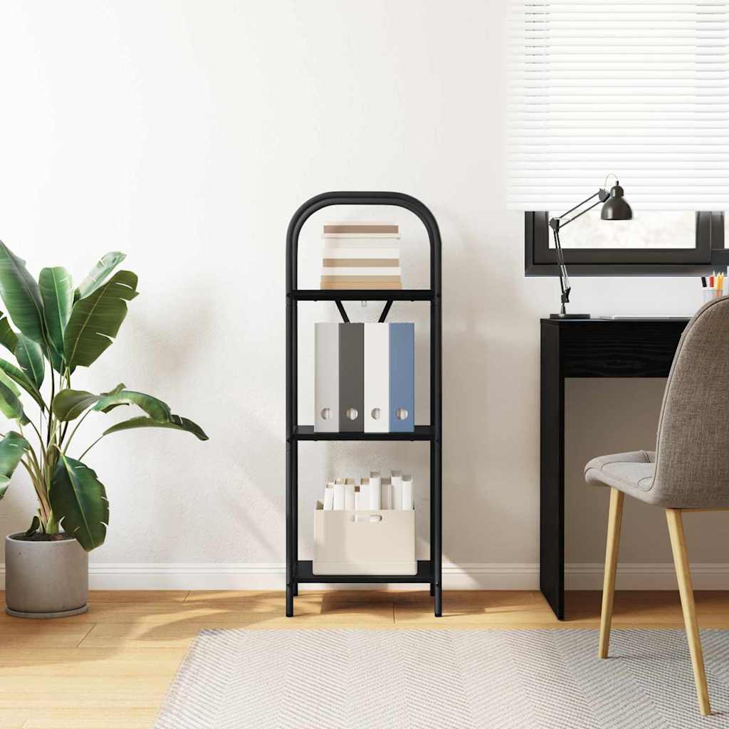 vidaXL Bookshelf 3-Tier 40 x 30 x 109 cm Engineered wood Black Oak