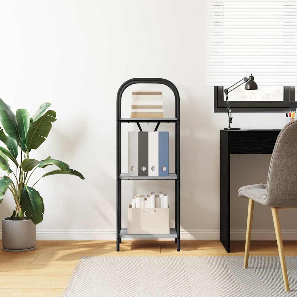 vidaXL Bookshelf 3-Tier 40 x 30 x 109 cm Engineered wood Grey Sonoma