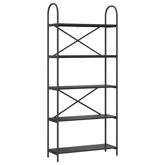 vidaXL Bookshelf 5-Tier 80 x 30 x 183 cm Engineered wood Black Oak