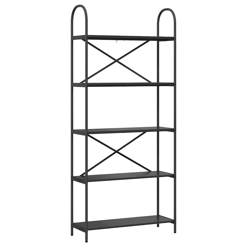 vidaXL Bookshelf 5-Tier 80 x 30 x 183 cm Engineered wood Black Oak