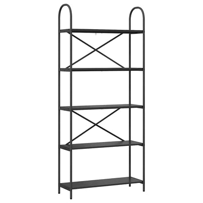 vidaXL Bookshelf 5-Tier 80 x 30 x 183 cm Engineered wood Black Oak