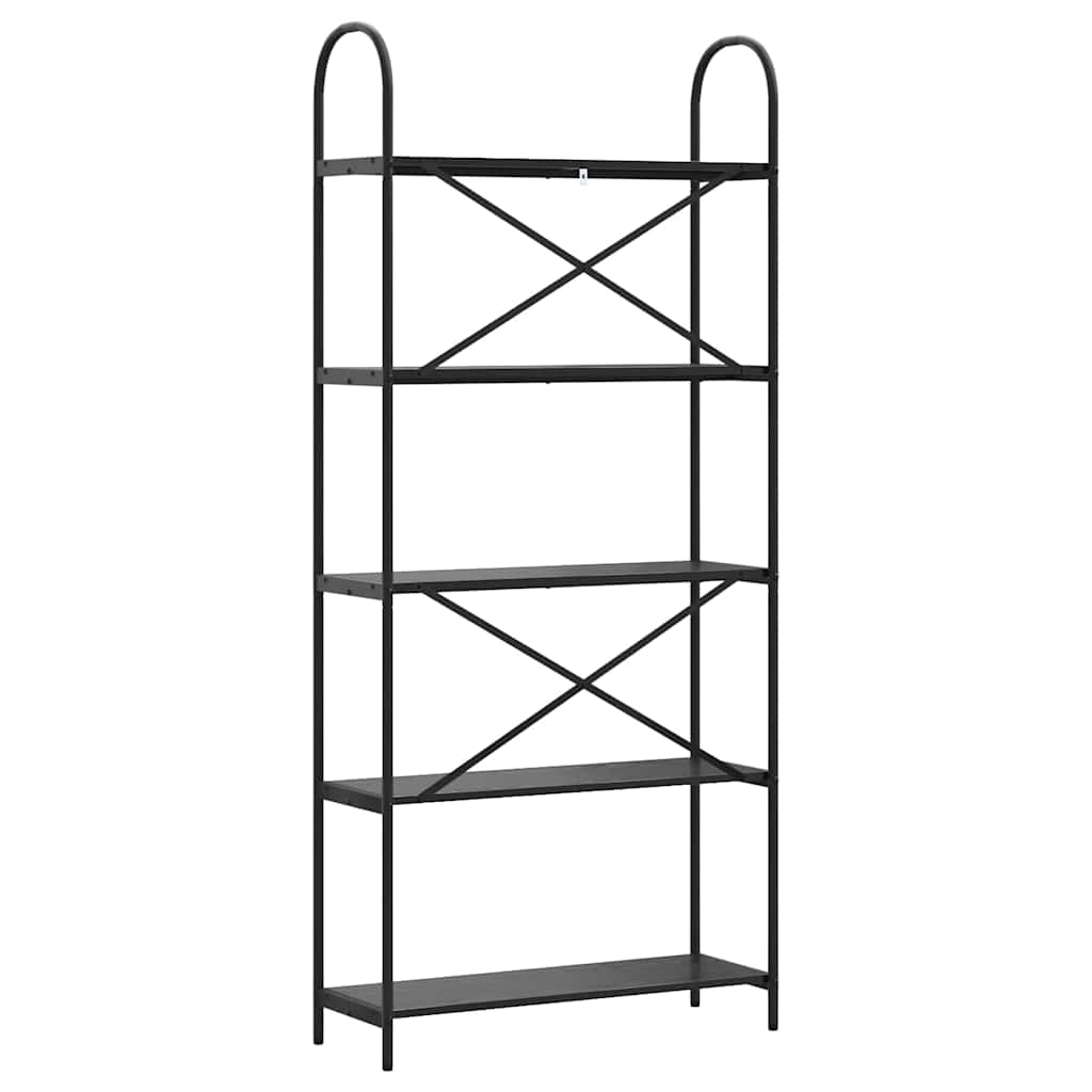 vidaXL Bookshelf 5-Tier 80 x 30 x 183 cm Engineered wood Black Oak