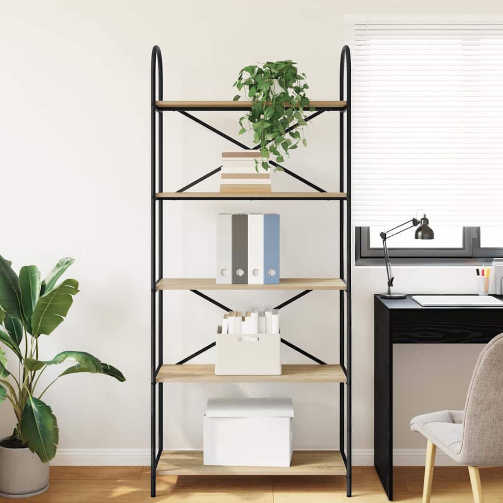 vidaXL Bookshelf 5-Tier 80 x 30 x 183 cm Engineered wood Sonoma Oak
