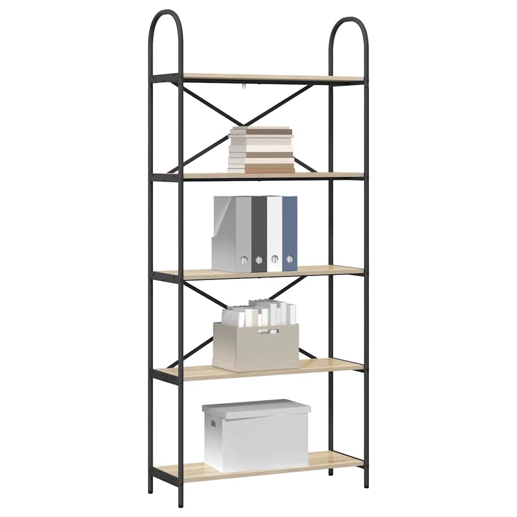 vidaXL Bookshelf 5-Tier 80 x 30 x 183 cm Engineered wood Sonoma Oak