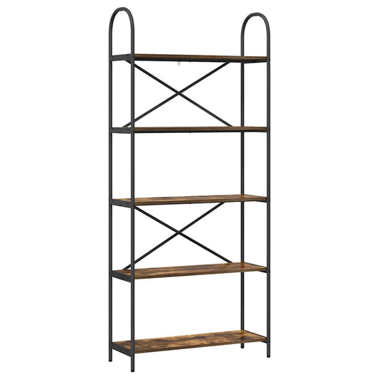 vidaXL Bookshelf 5-Tier 80 x 30 x 183 cm Engineered wood Smoked Oak