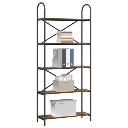 vidaXL Bookshelf 5-Tier 80 x 30 x 183 cm Engineered wood Smoked Oak