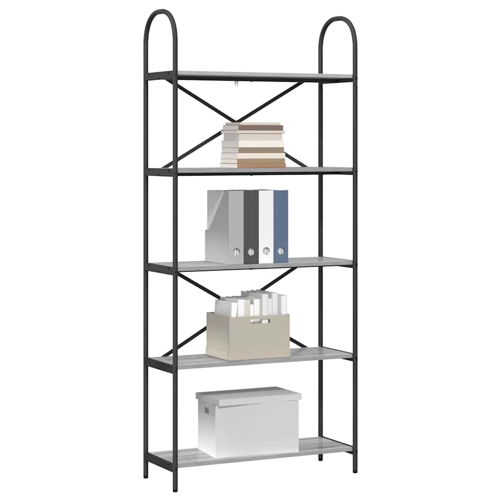 vidaXL Bookshelf 5-Tier 80 x 30 x 183 cm Engineered wood Grey Sonoma