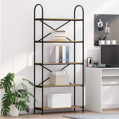 vidaXL Bookshelf 5-Tier 80 x 30 x 183 cm Engineered wood Artisan Oak