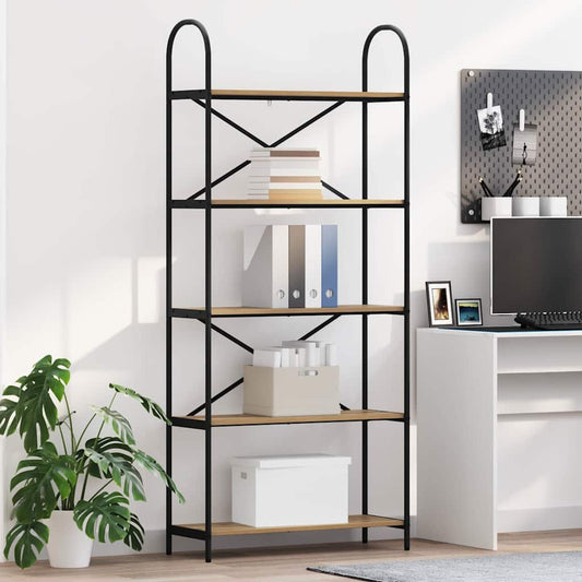 vidaXL Bookshelf 5-Tier 80 x 30 x 183 cm Engineered wood Artisan Oak