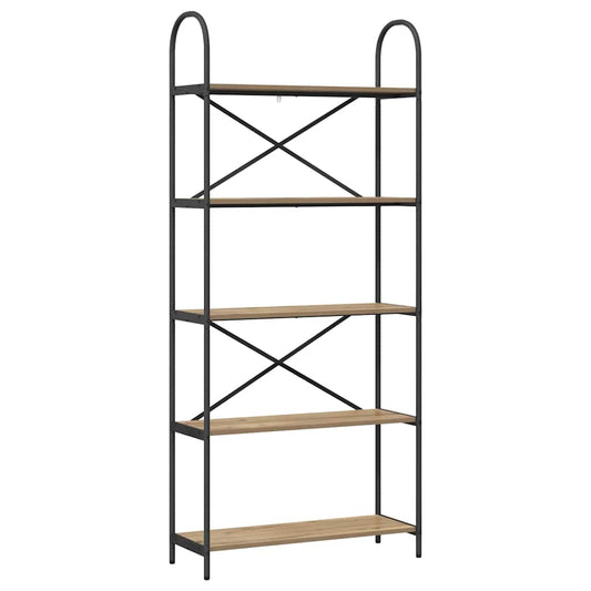 vidaXL Bookshelf 5-Tier 80 x 30 x 183 cm Engineered wood Artisan Oak
