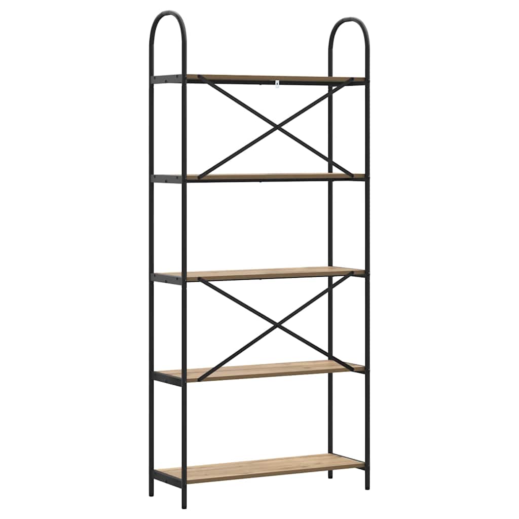 vidaXL Bookshelf 5-Tier 80 x 30 x 183 cm Engineered wood Artisan Oak